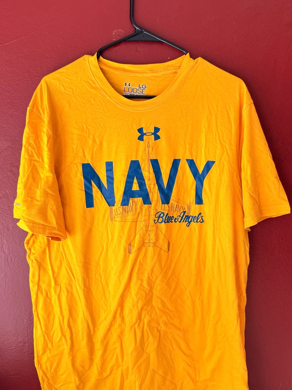 Under Armour Navy Blue Angels HeatGear T-Shirt – Men’s Large – Yellow - Picture 2 of 5